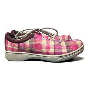 Dansko Pink Plaid Canvas Sneakers